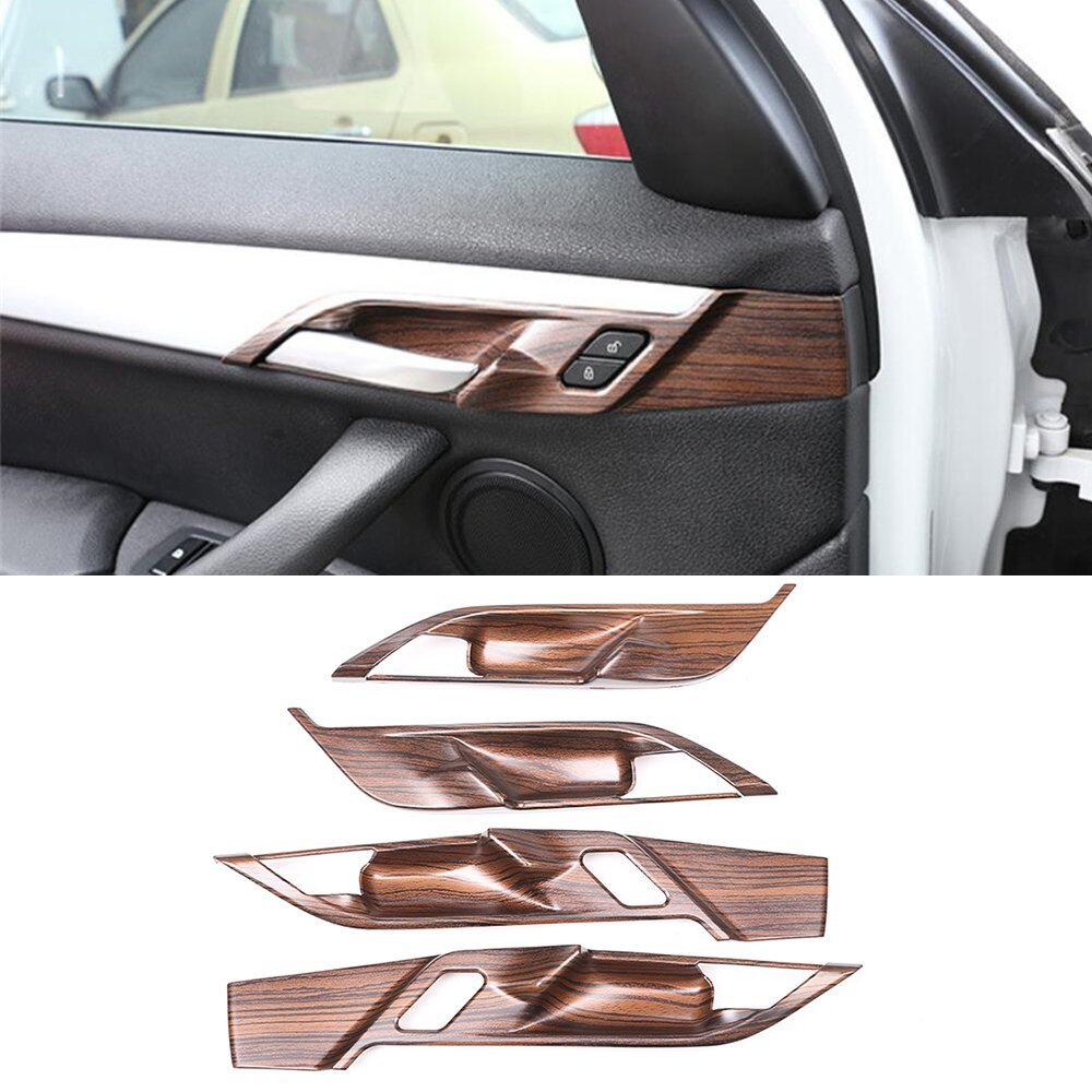 Pine Grain ABS Interior Door Handle Bowl Panel Cover for BMW X1 X2 F48 2016-2021