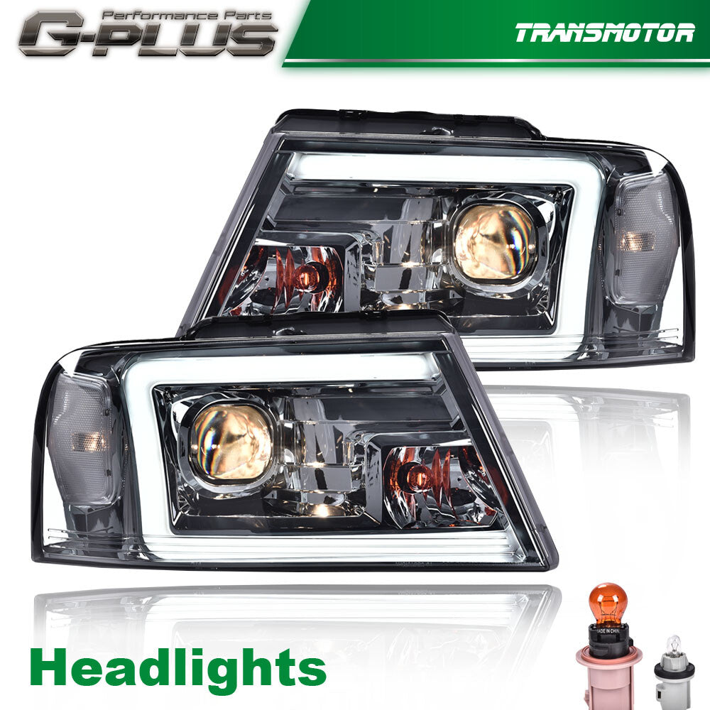 Suitable for 04-08 for Ford F-150/Mark LT LED DRL Projector Headlights (chrome/smoked)