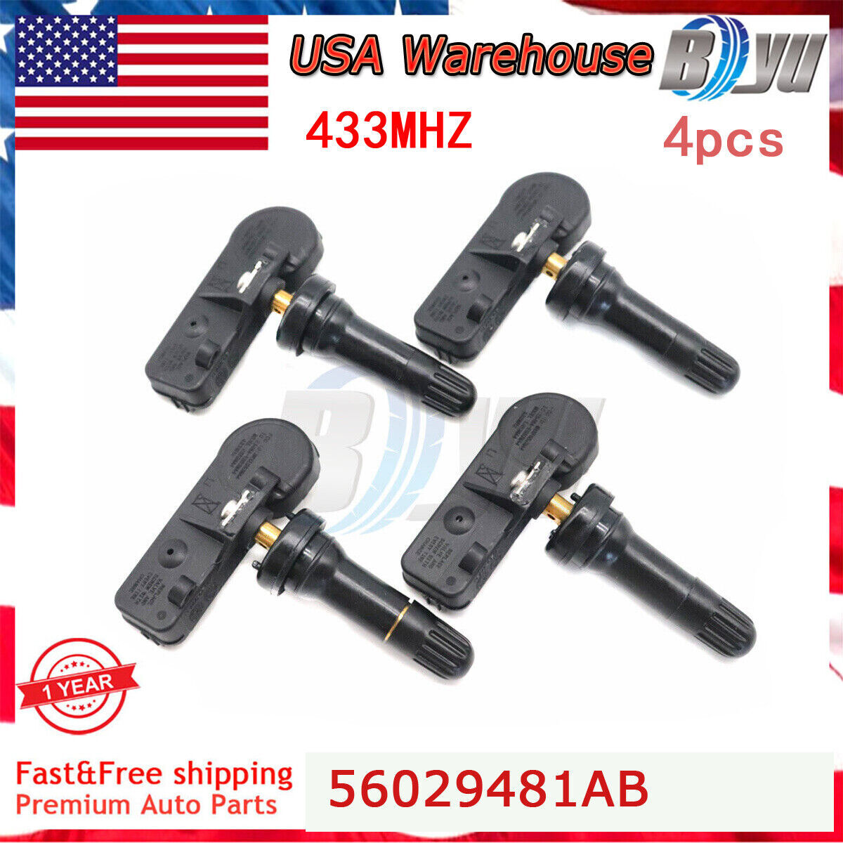 56029481AB for Jeep Grand Cherokee 08-10 Set 4 Tire Pressure Sensor TPMS 433MHz