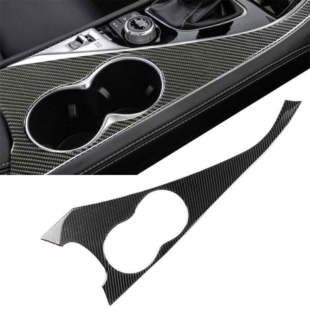 Carbon Fiber Interior Water Cup Holder Panel Trim Cover for Infiniti Q50 14-19