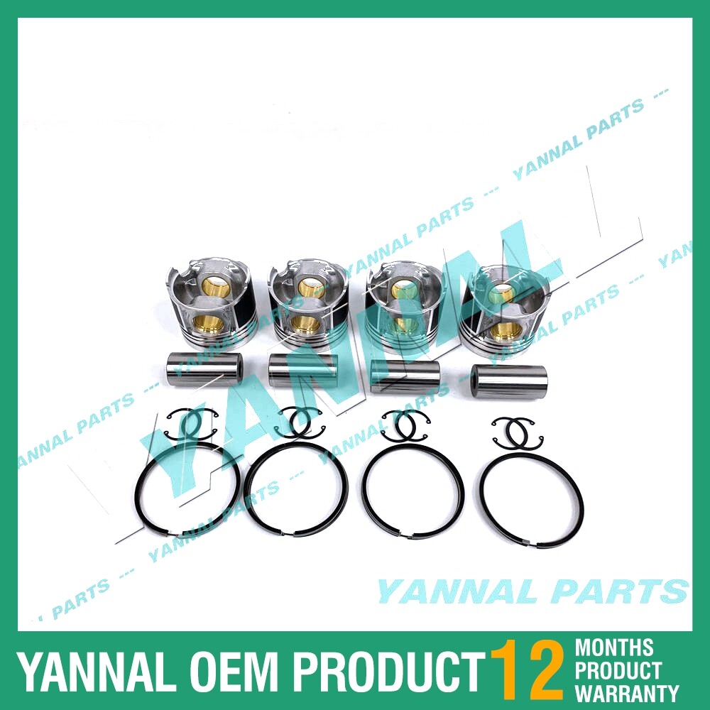 4-piece piston with piston rings + 0.5 mm for Kubota V2202 engine (oversized)