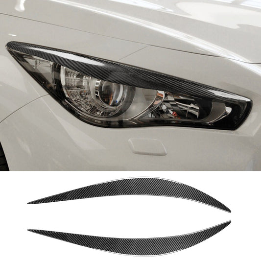 Soft Carbon Fiber Front Headlight Eyelids Eyebrow Cover for Infiniti Q50 2014-22