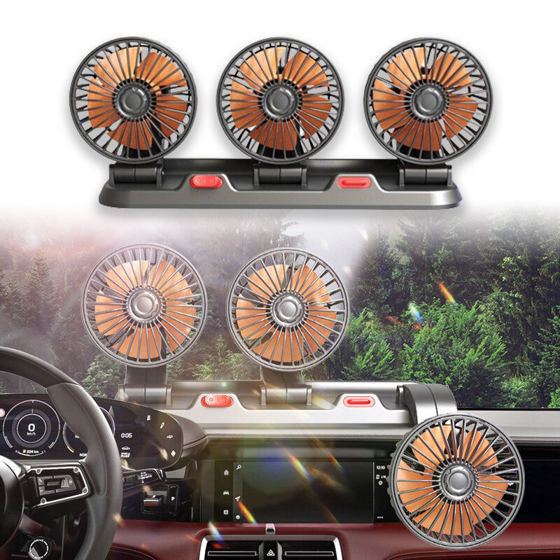 24V Portable Electric 3-Head Car Cooling Fan 2-Speed Adjustable 360¡ã Rotating
