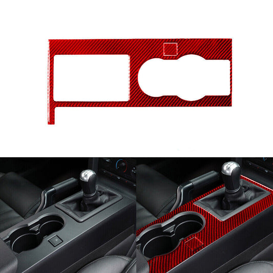 2Pcs Red Carbon Fiber Gear Shift Panel Cover Trim for Ford for Mustang 2005-2009