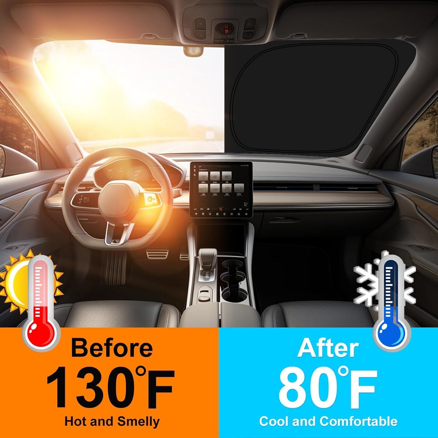 For 2022-2025 for Hyundai Ioniq 5 Car Front Windshield Sun Shade Reflective UV cover