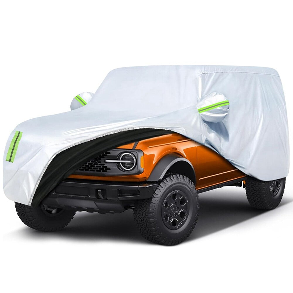 Car Full Cover Waterproof Snowproof Car Protector for Ford Bronco 2 Door Silver
