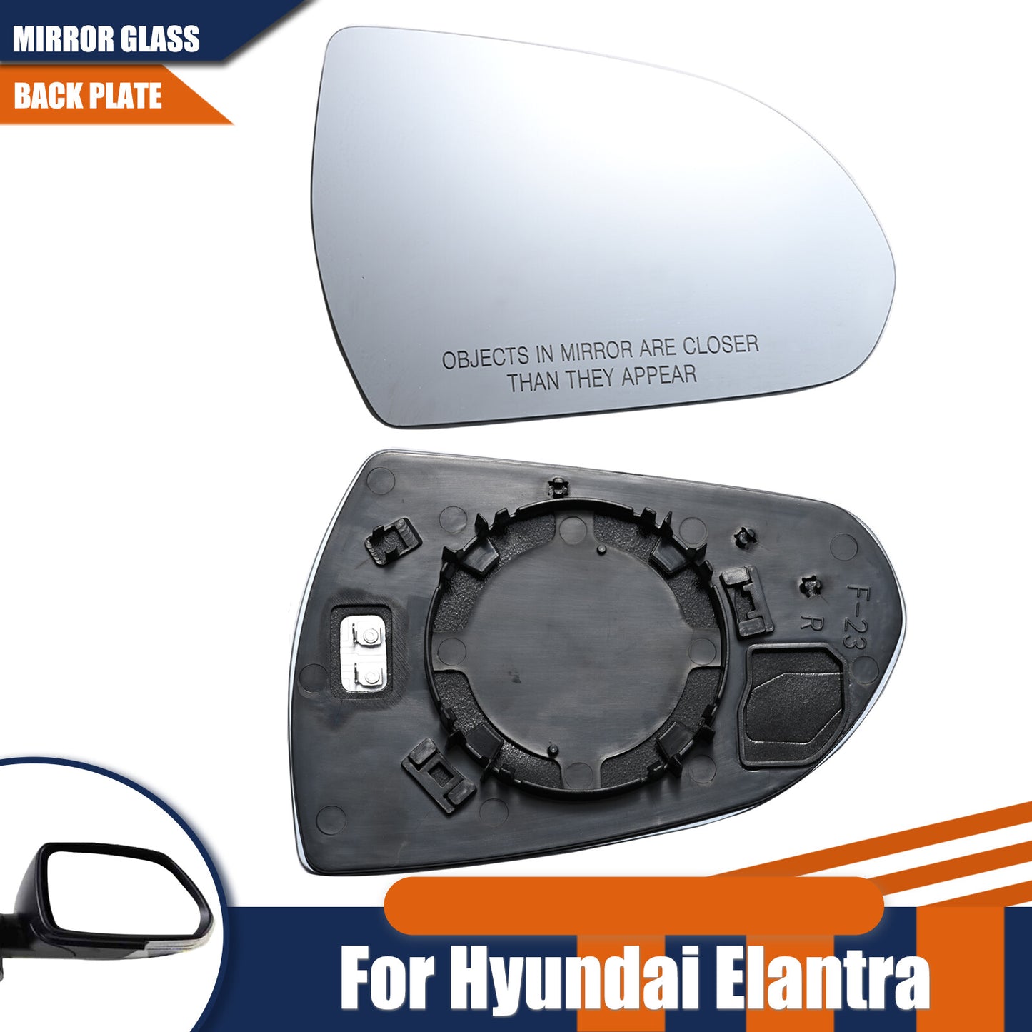 Left&Right Heated Mirror Glass With Backing Plate for Hyundai for Elantra 2017-2020