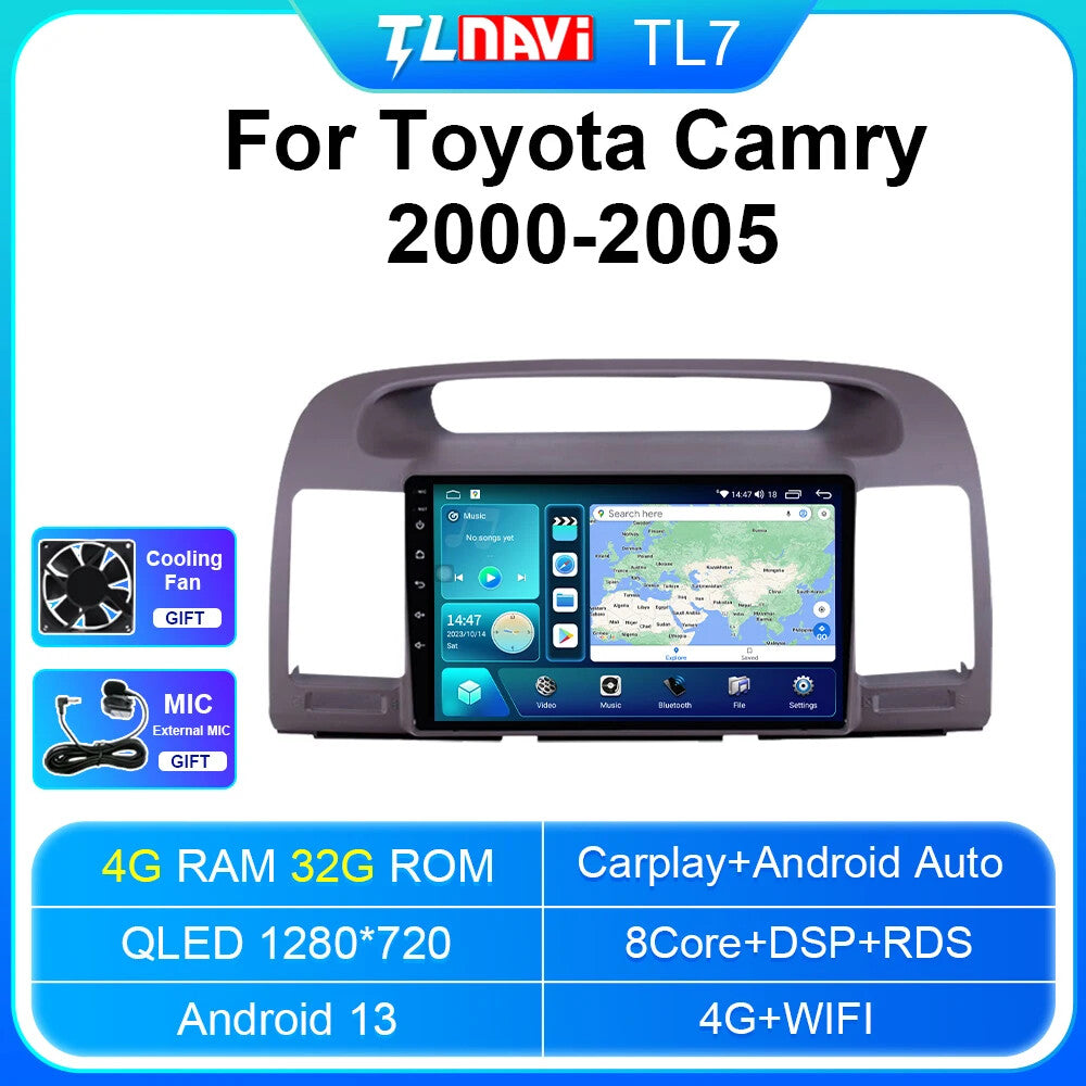 for Toyota for Camry 2000-2005 Android Car Radio CarPlay GPS Multimedia Video Screen