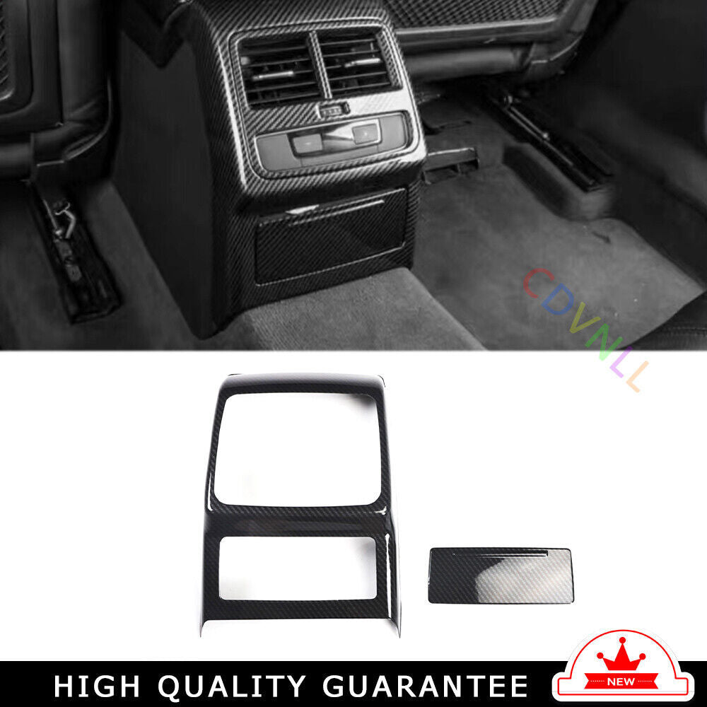 Inner Rear Air Outlet Vent Frame Trim 2PCS Fit for Audi A4L 17-19 Carbon Fiber