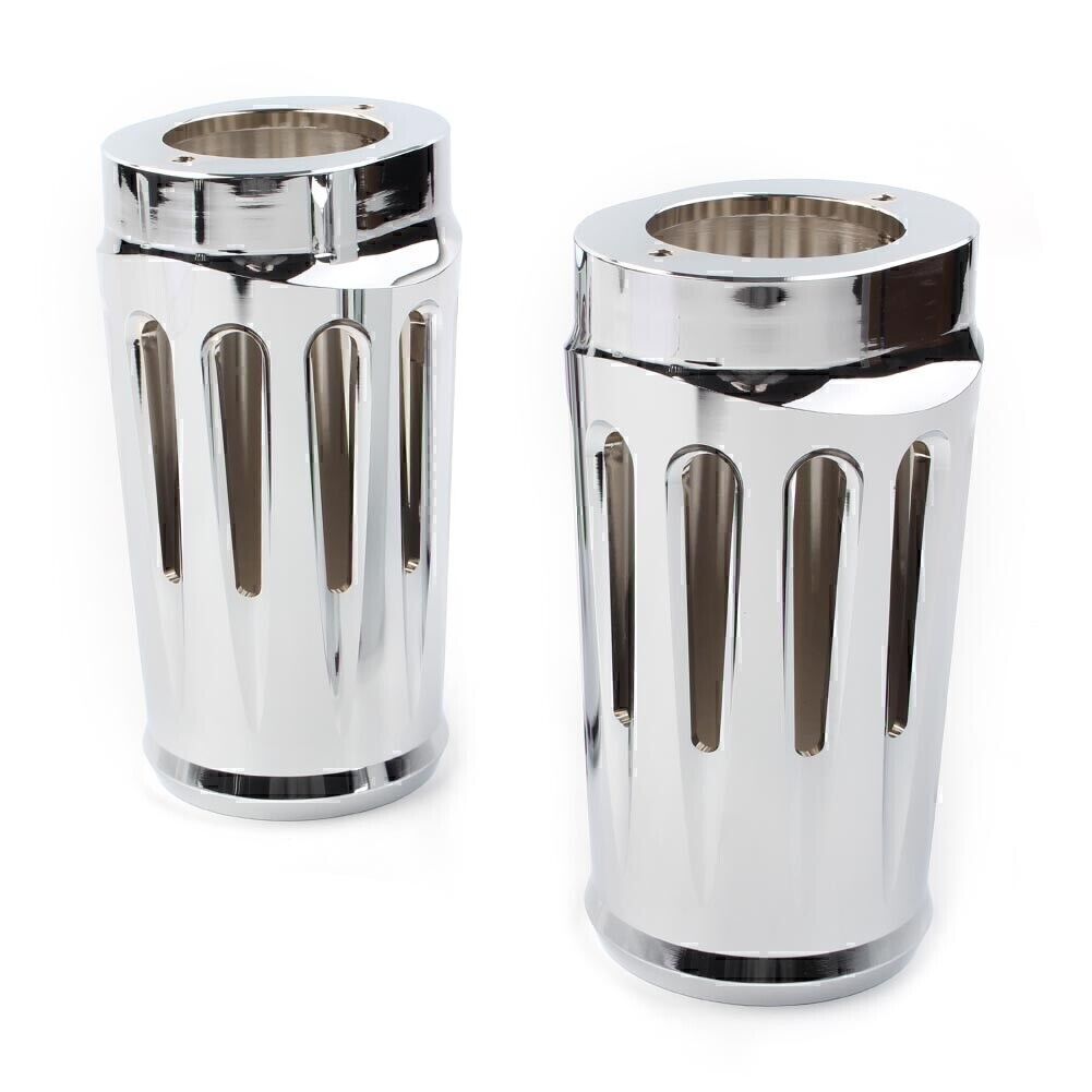 for Harley Touring Glide Trike 1986-2013 Chrome Fork Boot Slider Cover Cow Bell