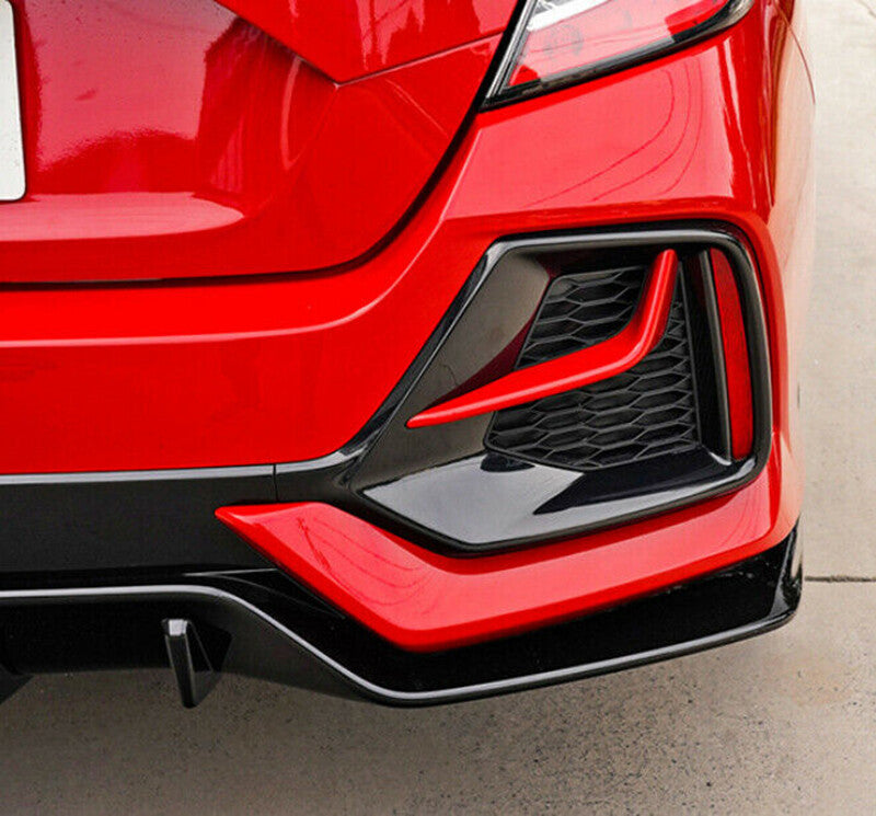 for Honda for Civic Hatchback 2016-2021 Black + Red Rear Fog Light Lamp Frame Cover