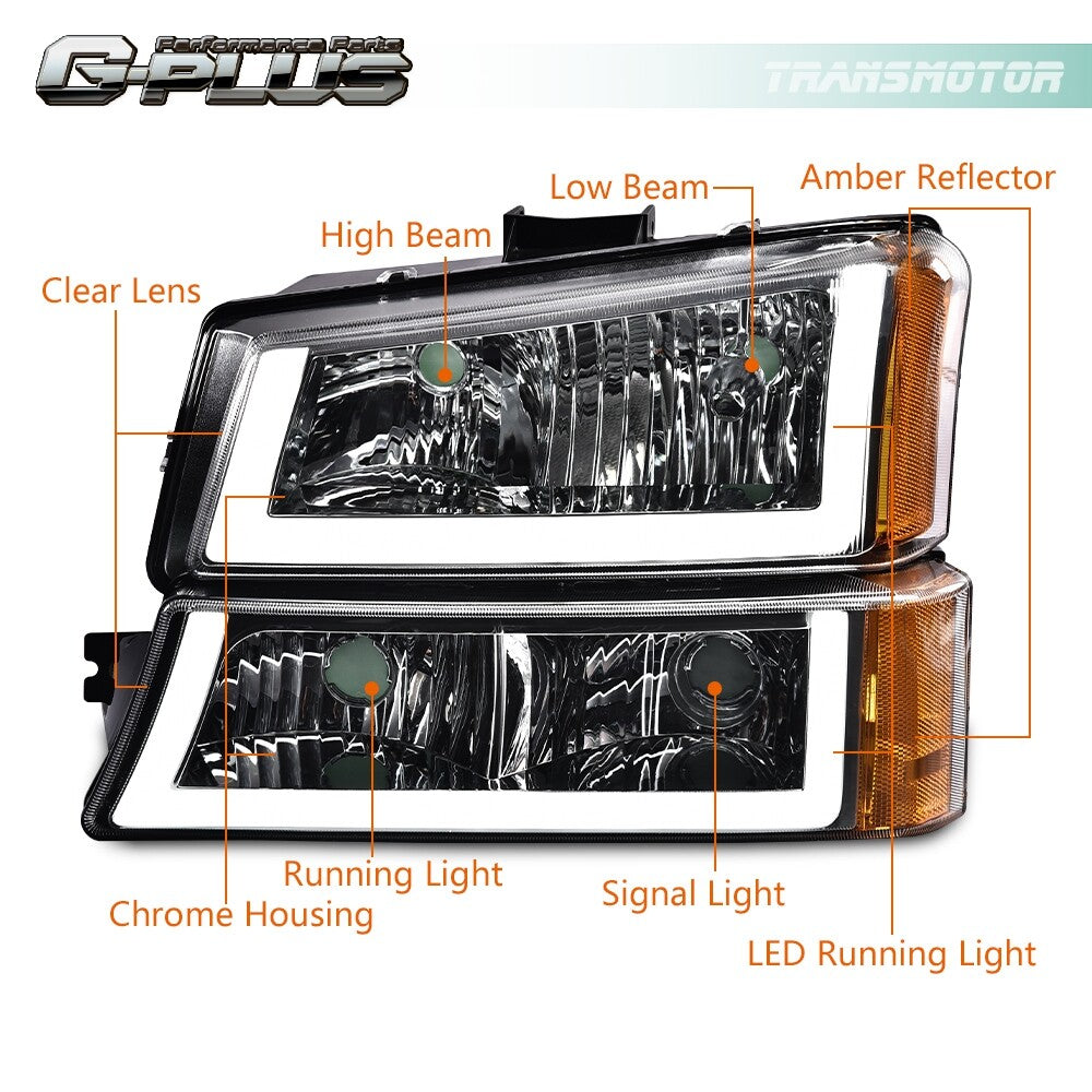 LED DRL transparent headlights + bumper fog lights suitable for 03-06 for Chevrolet Silverado new