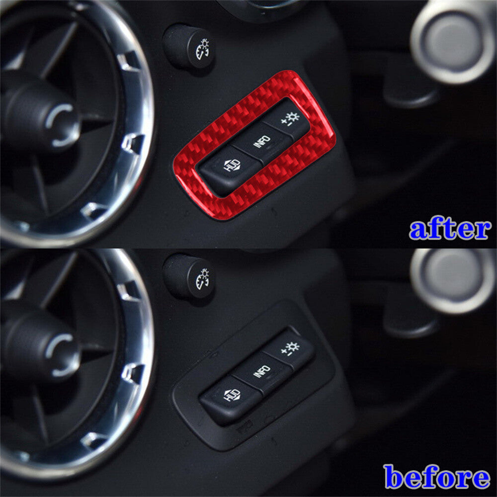 Red Carbon Fiber Dim Light Control Switch Button Trim for Chevrolet Camaro 2016+