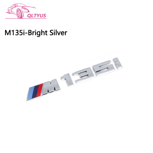 for BMW Silver Trunk Emblem M135i Small Lettering Decal Badge Set