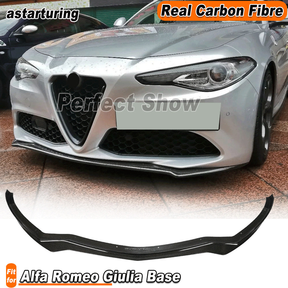 for Alfa Romeo Giulia Base Sedan 2016-2021 Real Carbon Front Bumper Lip Spoiler