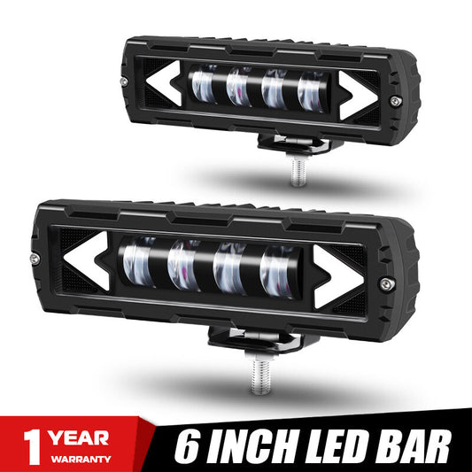 6 LED Driving Light Bar Work Fog DRL Amber/White Dual Color Offroad SUV ATV