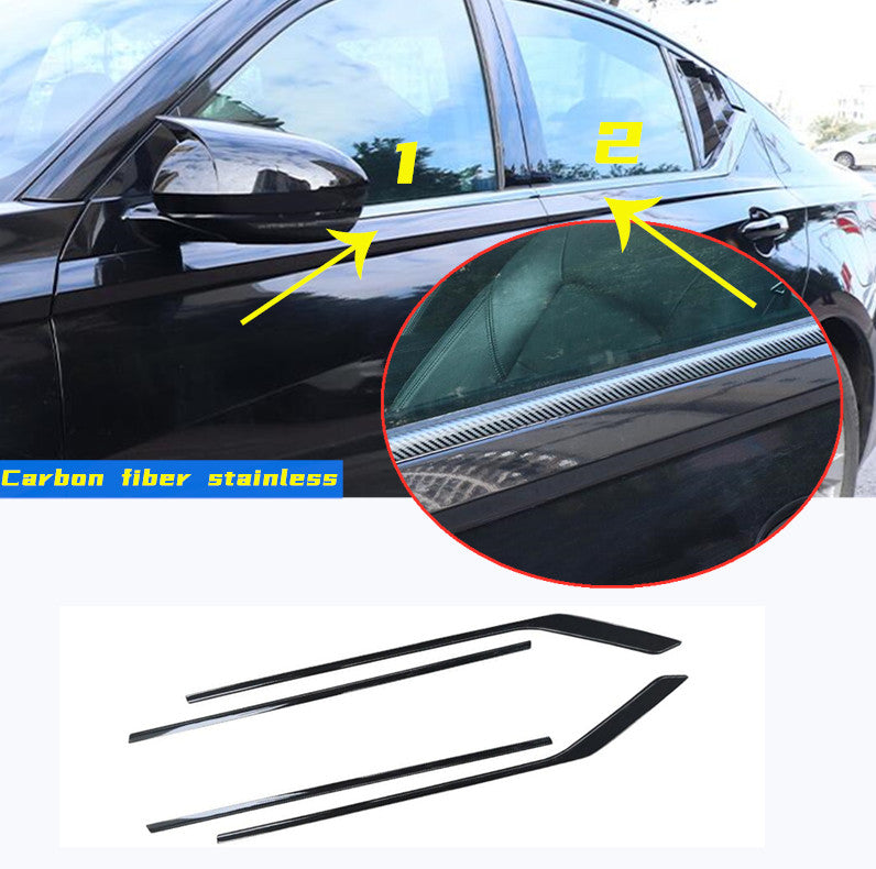 4p For 2019-2024 for Nissan Altima carbon fiber steel Window Bottom Strip Cover Trim