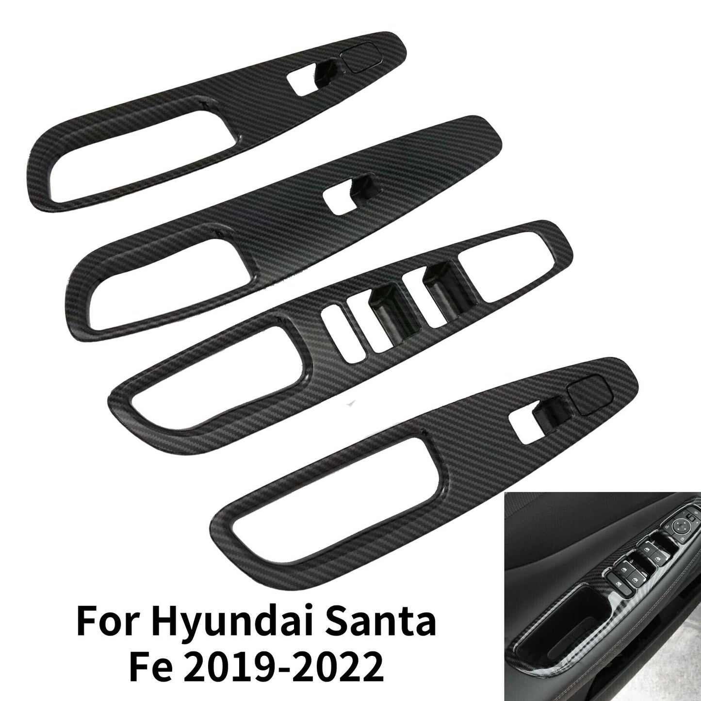 for Hyundai Santa Fe 2019-2022 Carbon Fiber Style Window Lift Switch Cover Trim