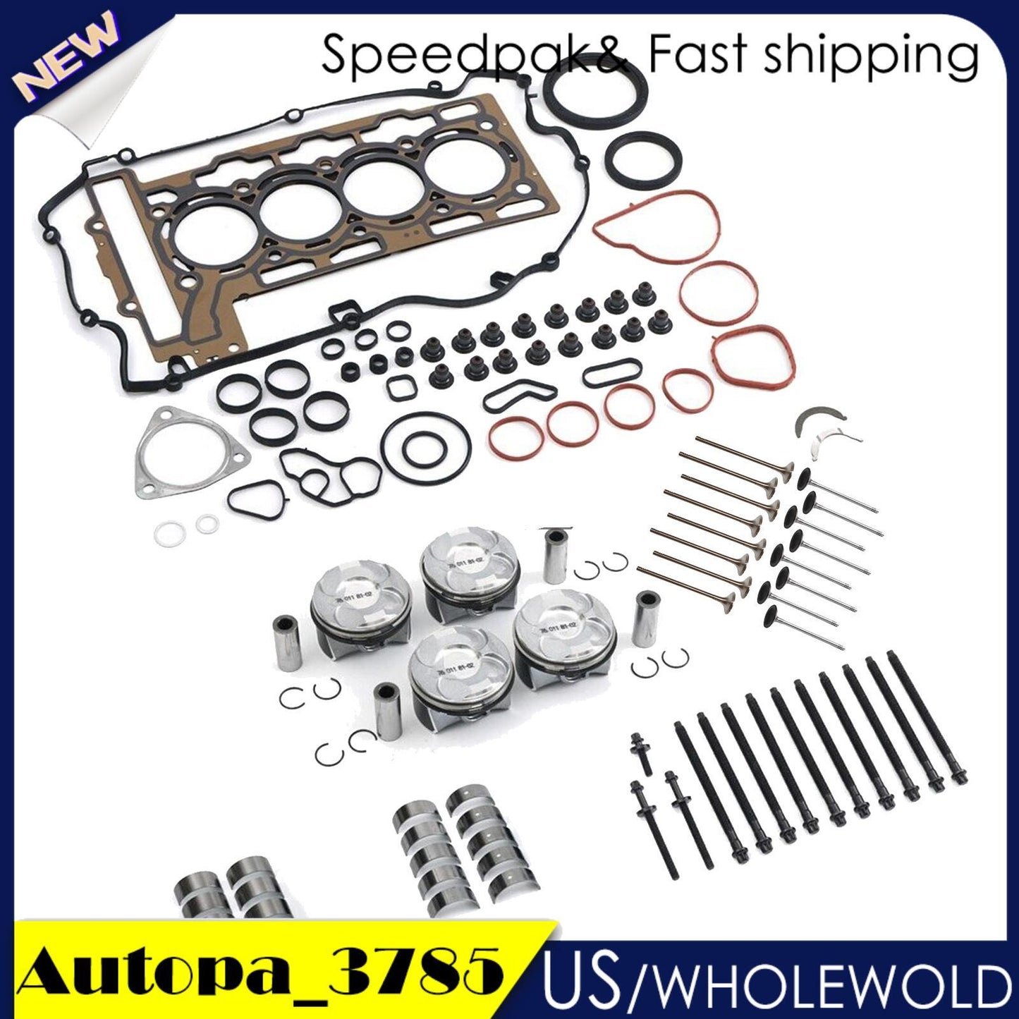 Engine Overhaul Kit Head Bolts N18B16 Intake Valves 11347585901 Bearings for BMW