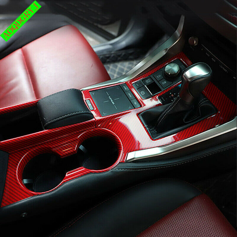 Red Carbon Fiber Gear Shift Panel Decor Trim Cover for LEXUS NX200t 300h 2015-21