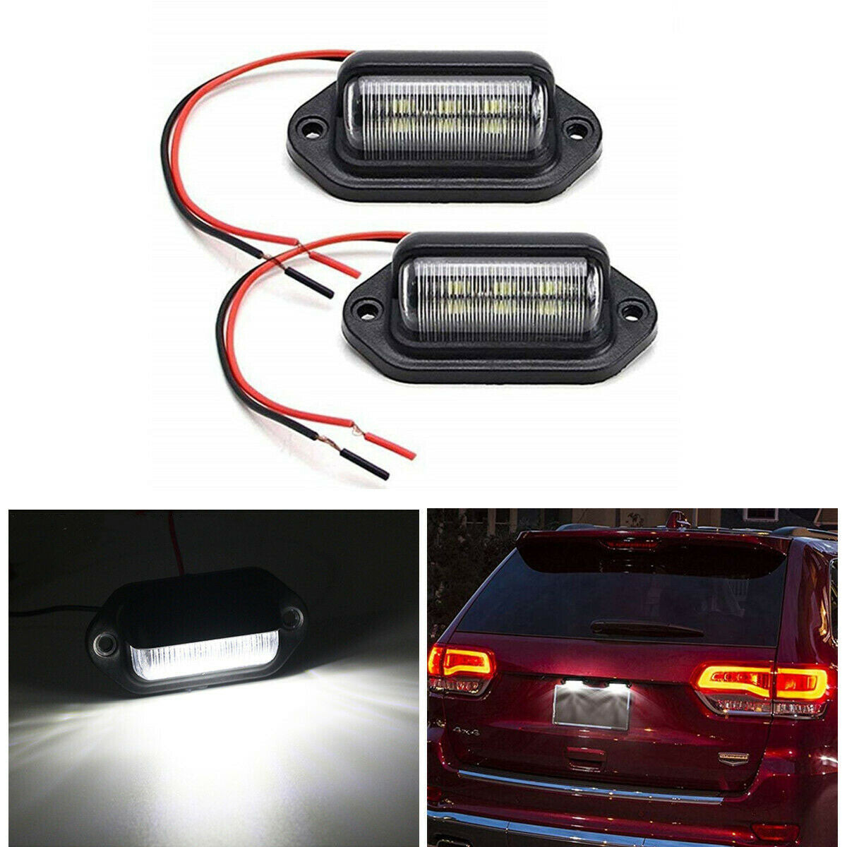 2PCS 6 LED License Plate Lighting Lamp for Car Truck Trailer Truck Van Caravans