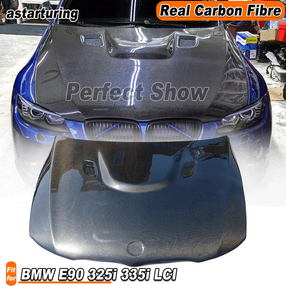 for BMW E90 E91 325i LCI 2009-12 REAL Carbon Front Bonnet Hood Engine Cover Lid