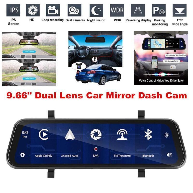 9.66 Dual Lens Car Mirror Dash Cam Video Recorder CarPlay Rearview Camera DVR