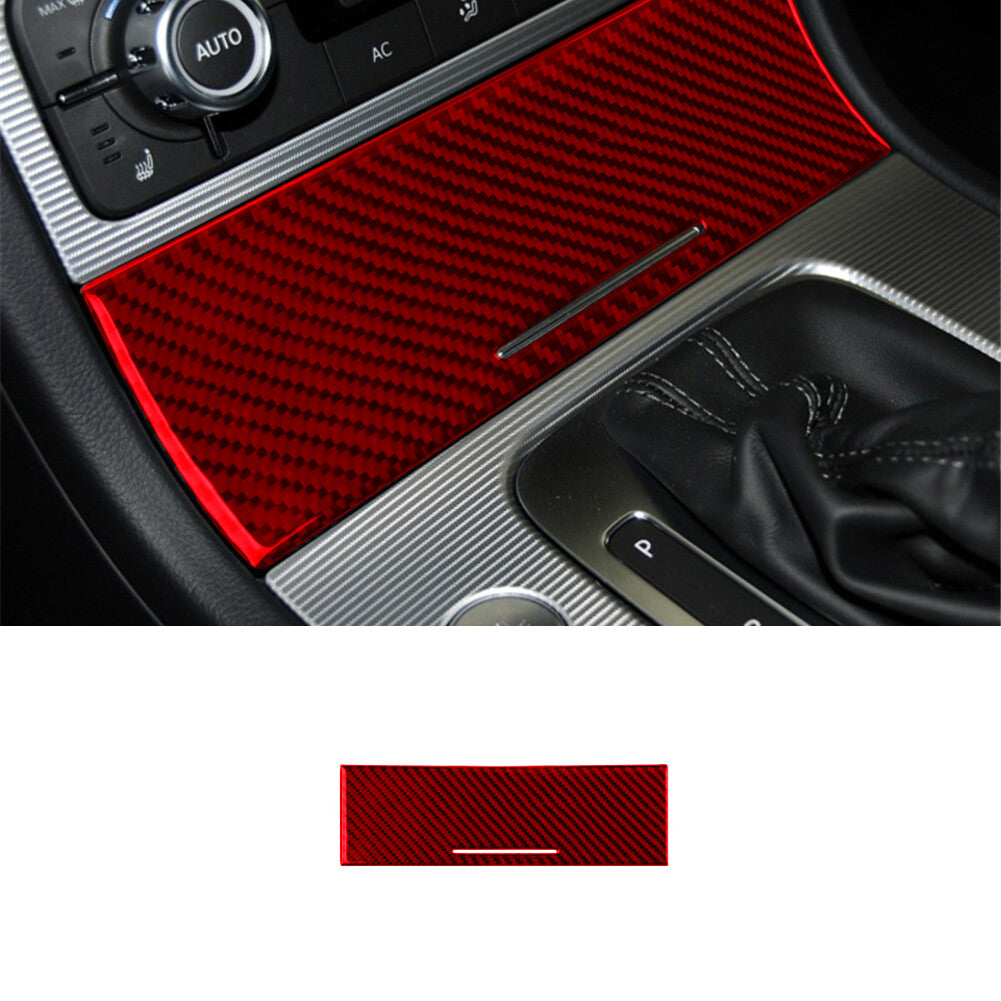 Red Central Control Ashtray Trim Cover Carbon Fiber for VW Touareg 2011-2018