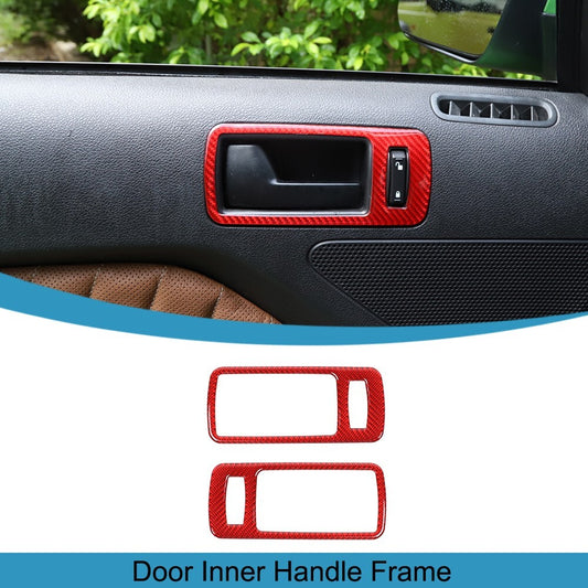 Carbon Fiber Red Inner Door Handle Panel Cover Trim for Ford for Mustang 2009-2013