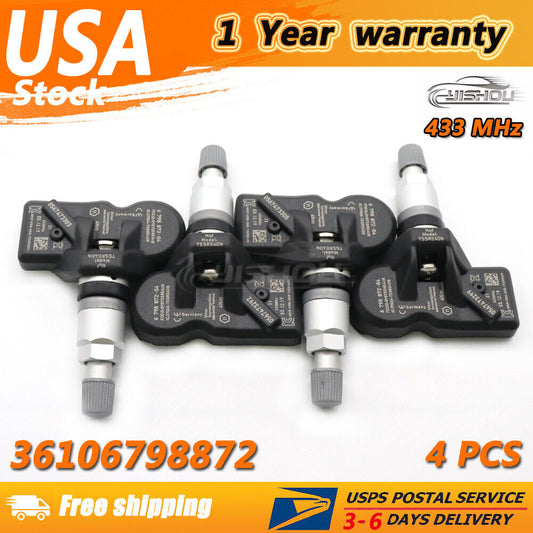 (4) 6798872-04 Tpms 433MHz Tire Pressure Sensor for BMW 320i 328i 335i 435i 2014