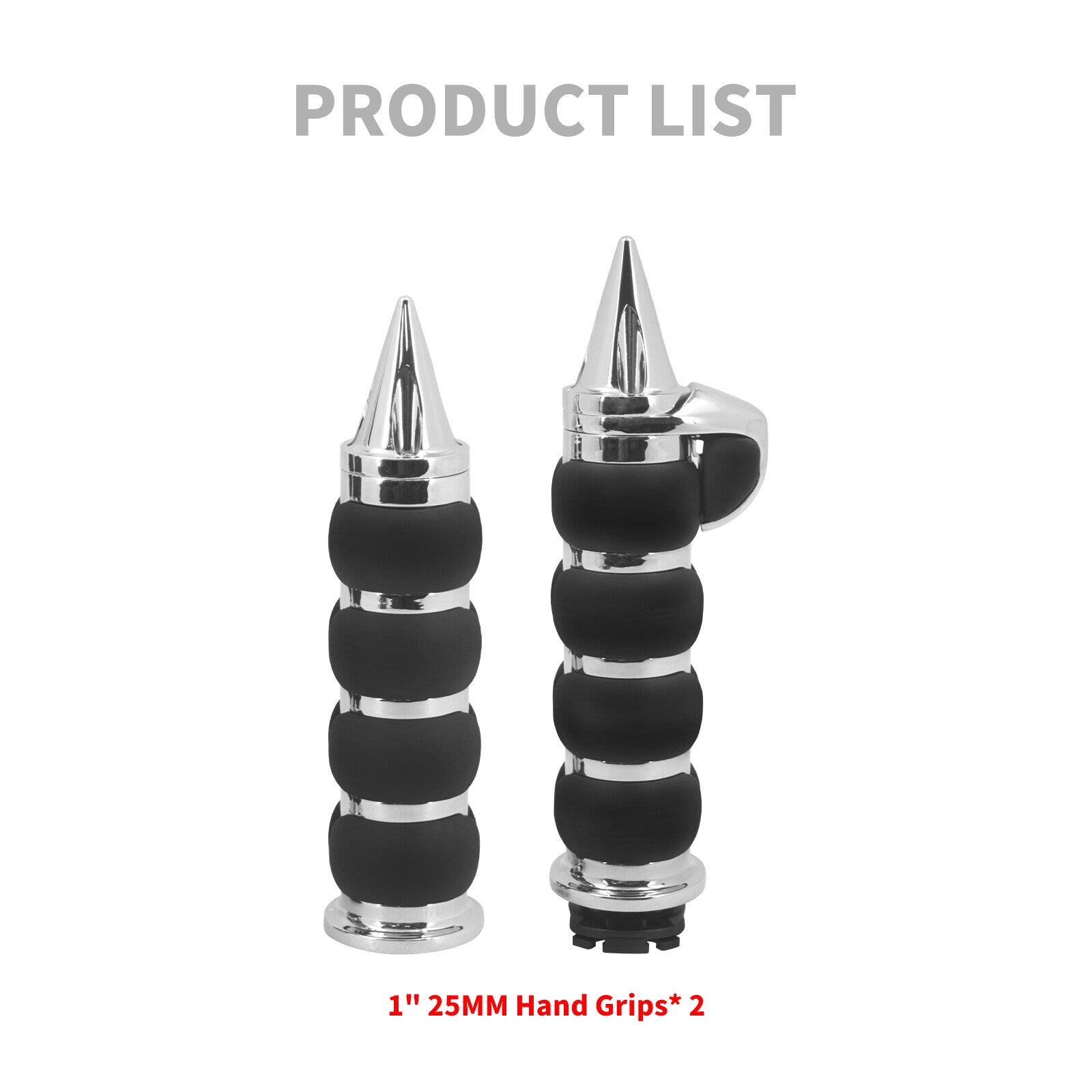 Chrome 1 Non-Slip Rubber Spike Hand Grips Fit for Harley Softail Dyna Sportster