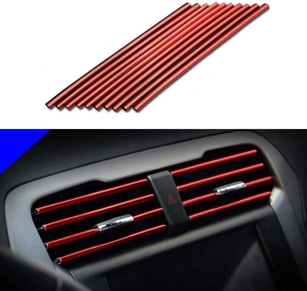 10-piece car air conditioning socket decorative molding trim strip in red for Cadillac