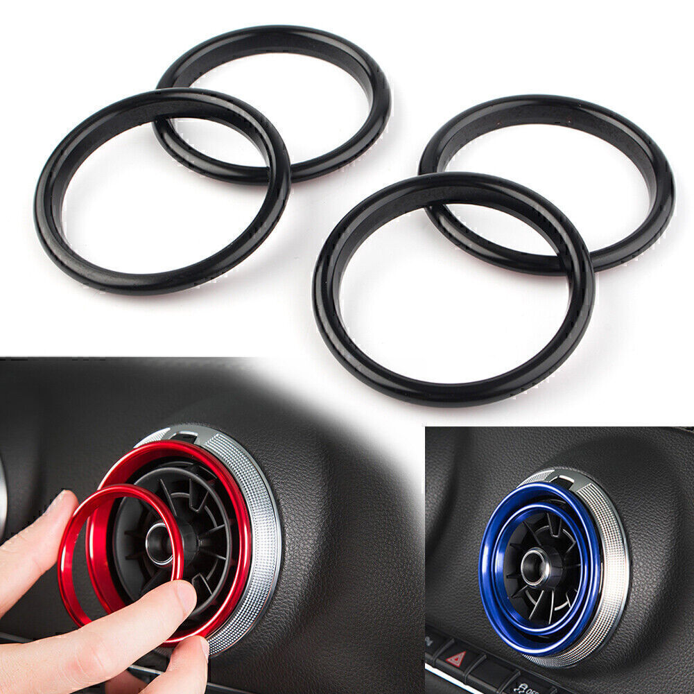 4pcs Metal Air Vent Cover Decorative Ring Case Fit for Audi A3/S3 Q2L 8V 12-19 18
