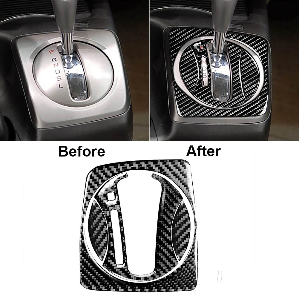 for Honda for Civic 8th 2006-2011 Carbon Fiber Auto Gear Shift Panel Cover Trim 4Pcs