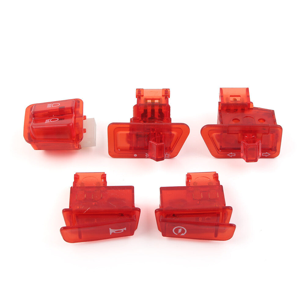 Red Headlight Turn Signal Start Ignition Switch Horn Cap for GY6 50 125cc