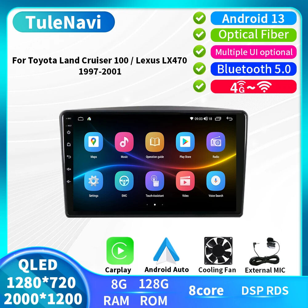 for Lexus LX470 for Toyota for Land Cruiser 100 Player Carplay Screen Car Radio GPS Navi