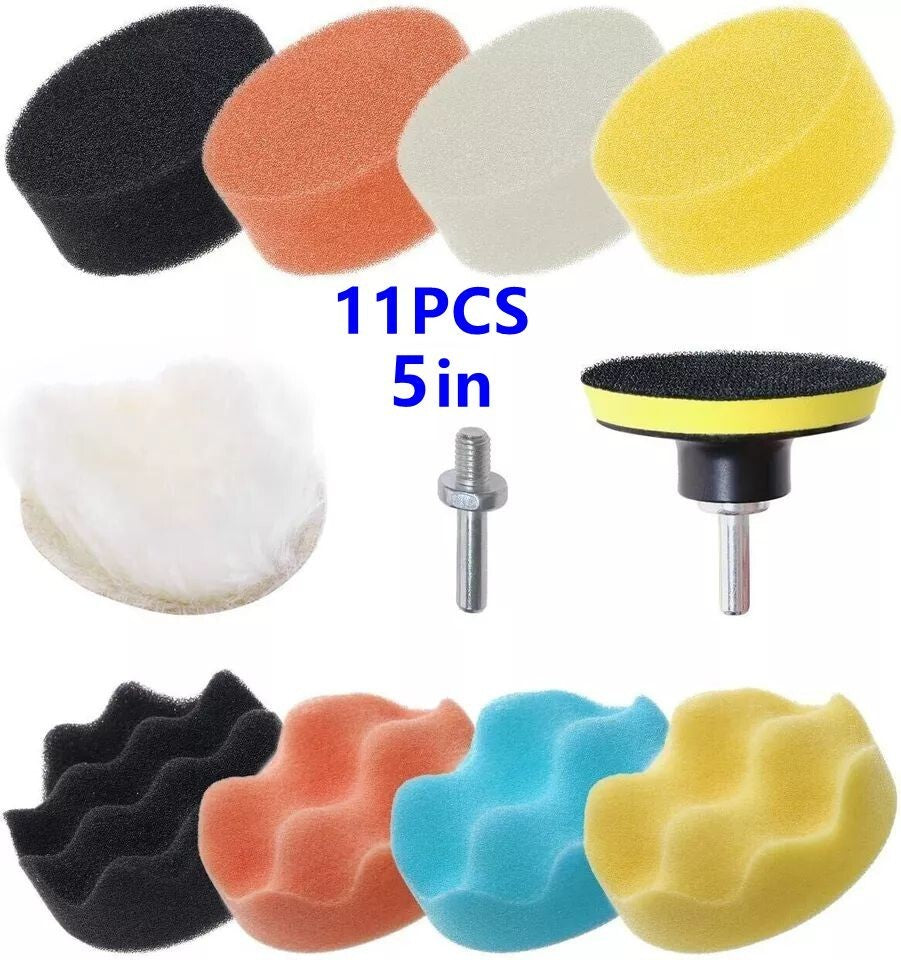 11-Piece 5-inch Car Polishing Pad Polishing Drill Sponge Kit Waxing Foam Polisher