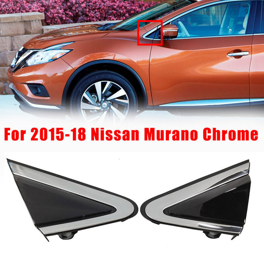 For 2015-18 for Nissan Murano Chrome Front Door Fender Mirror Molding Corner Trim