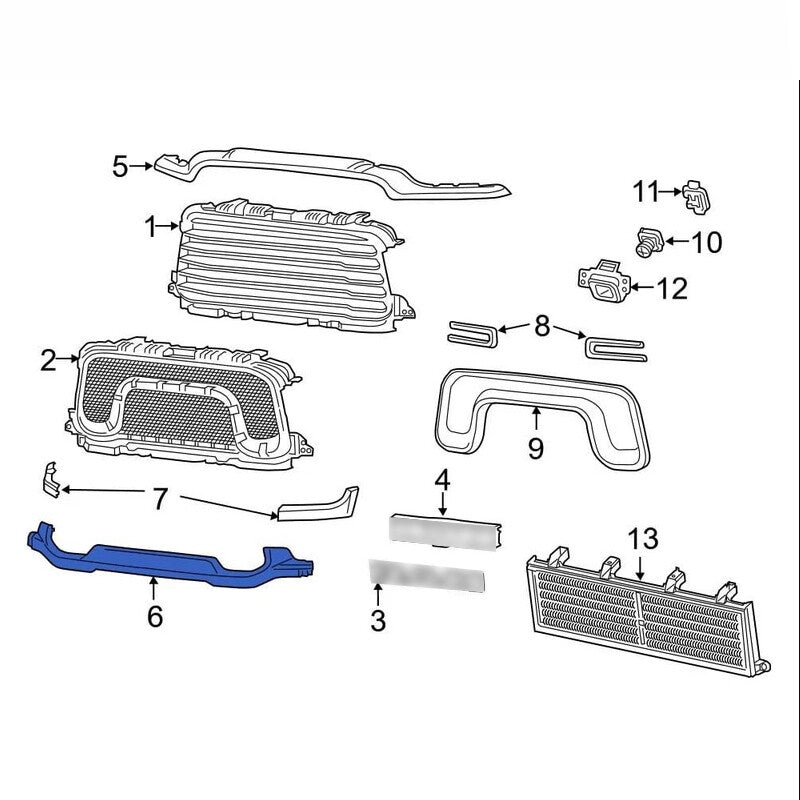 Front Bumper Lower Grille Molding Trim 6NB07TZZAD for RAM 2500 3500 2019-2024