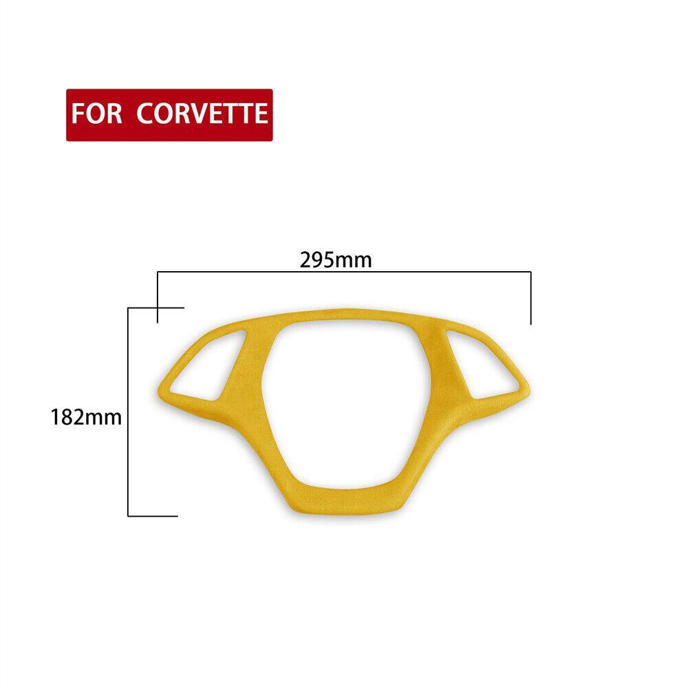 Suede Yellow Steering Wheel Button Frame Trim for Chevrolet for Corvette C7 2014-19