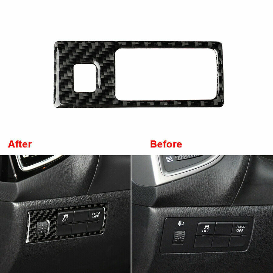 Carbon Fiber Headlight Lamp Trim Cover Trim Fit for Mazda 3 Axela 2017-2018