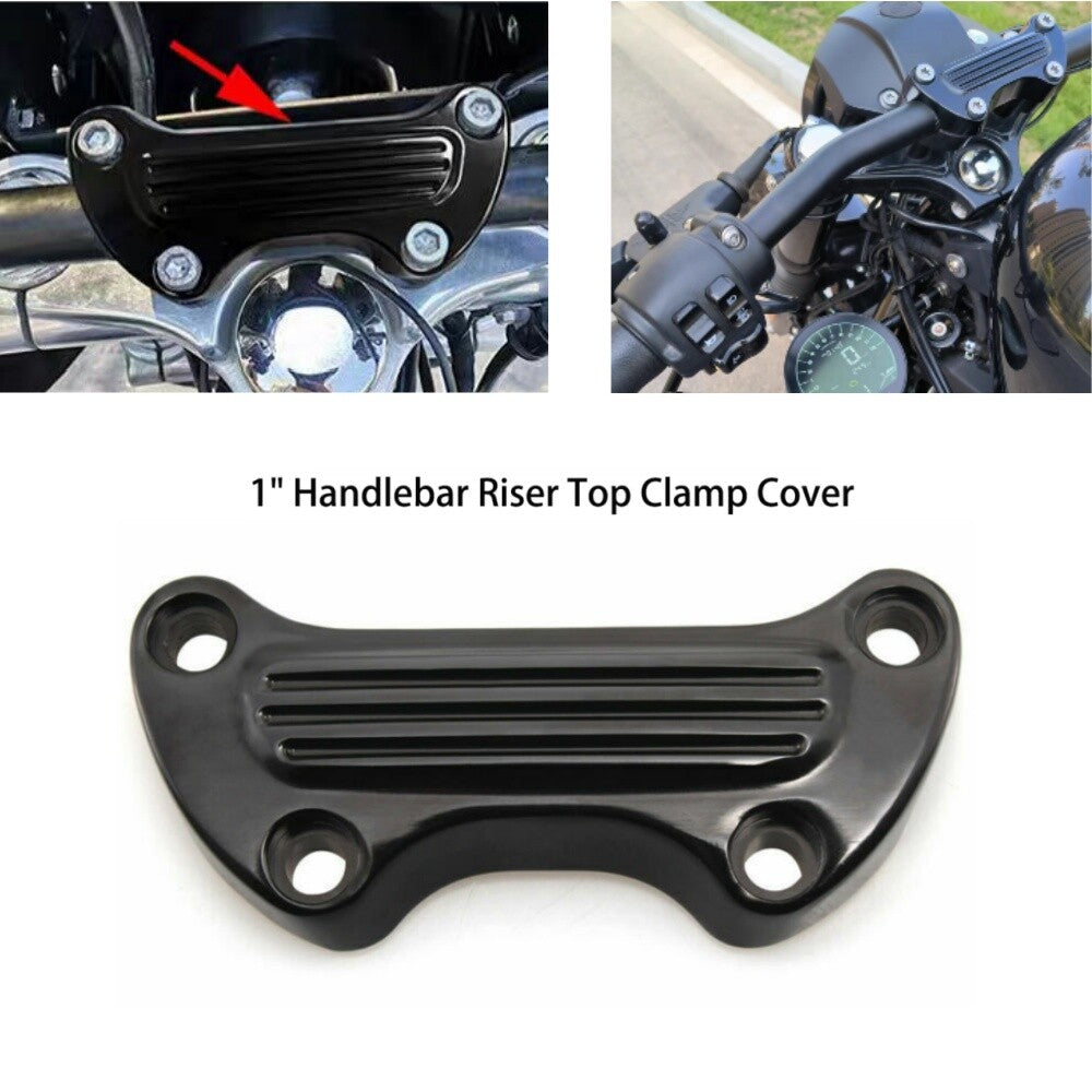 Black 1 Upper Handlebar Riser Top Clamp Cover for Harley Sportster Dyna Softail