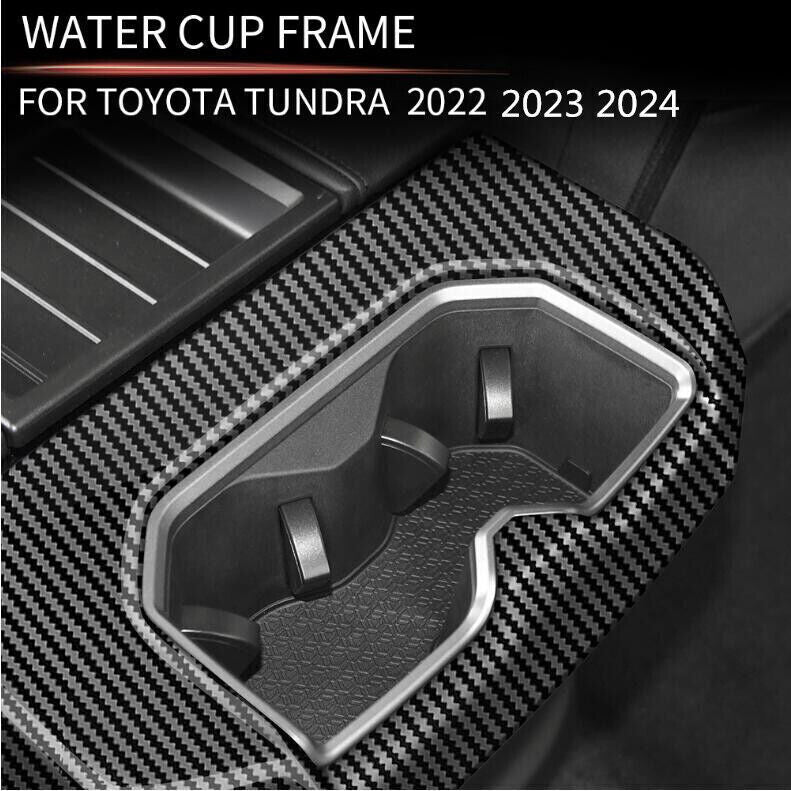 for Toyota Tundra 22-2024 Carbon Fiber Look Rear Water Cup Holder Trim Frame 1P