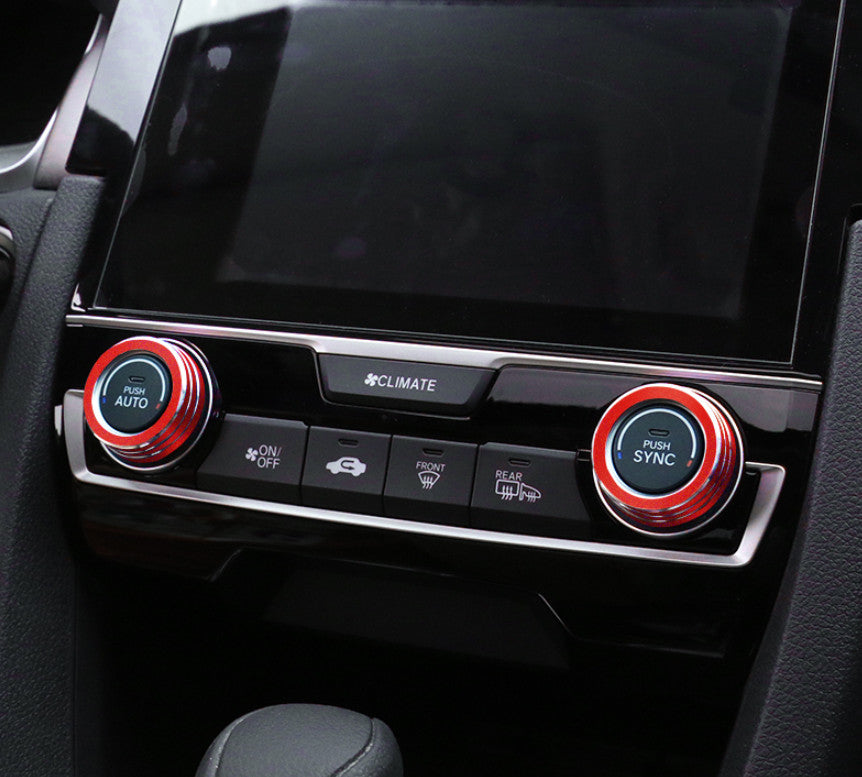 for Honda for Civic 10Th 16-20 Red Aluminum Console AC Button Control Ring Trim