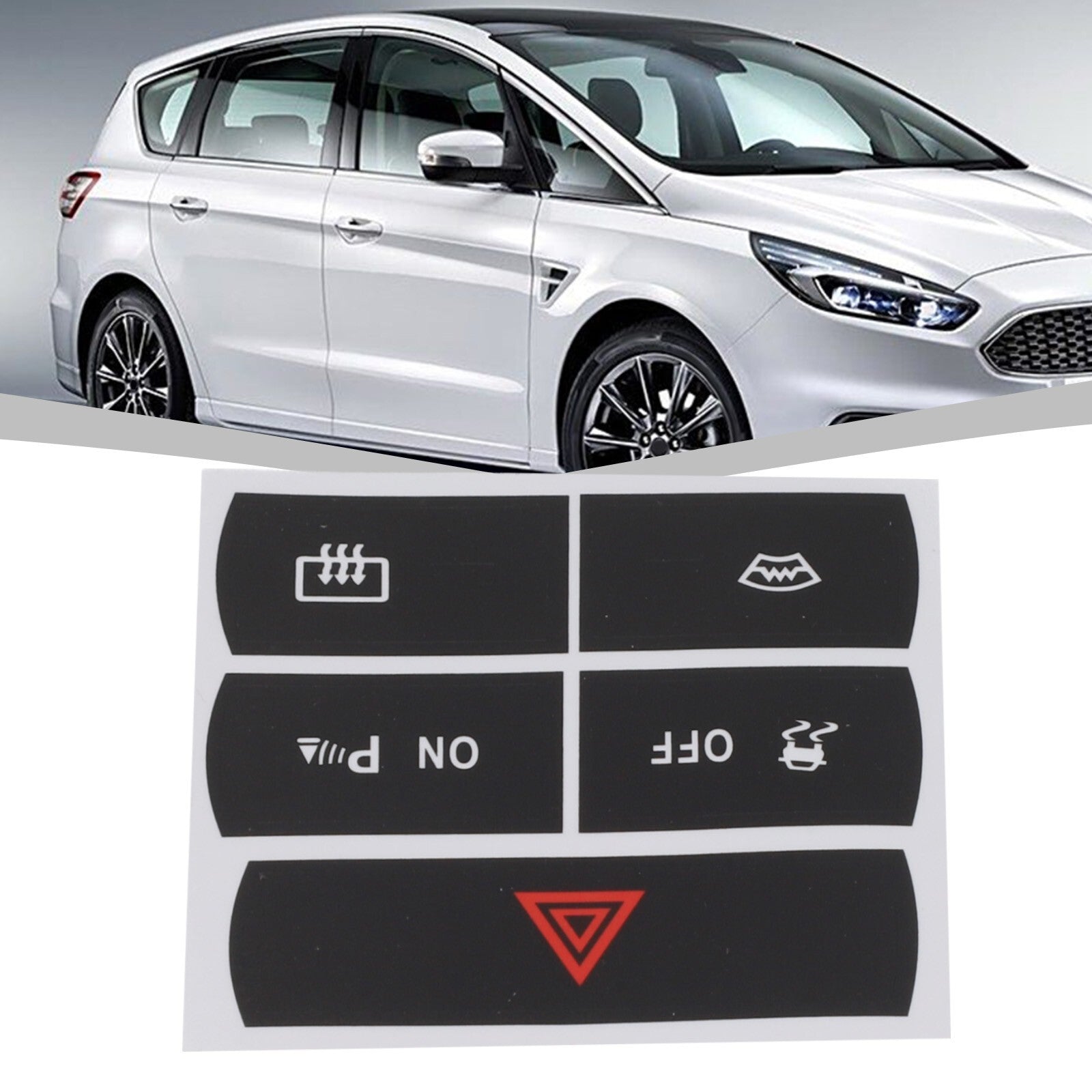 Premium vinyl stickers for Ford S-Max Hazard button defrosters and