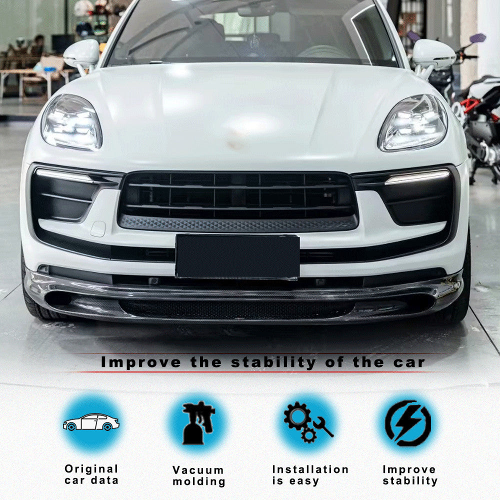 for Porsche Macan SUV 2022-2023 Real Carbon Fiber Front Bumper Lip Chin Spoiler