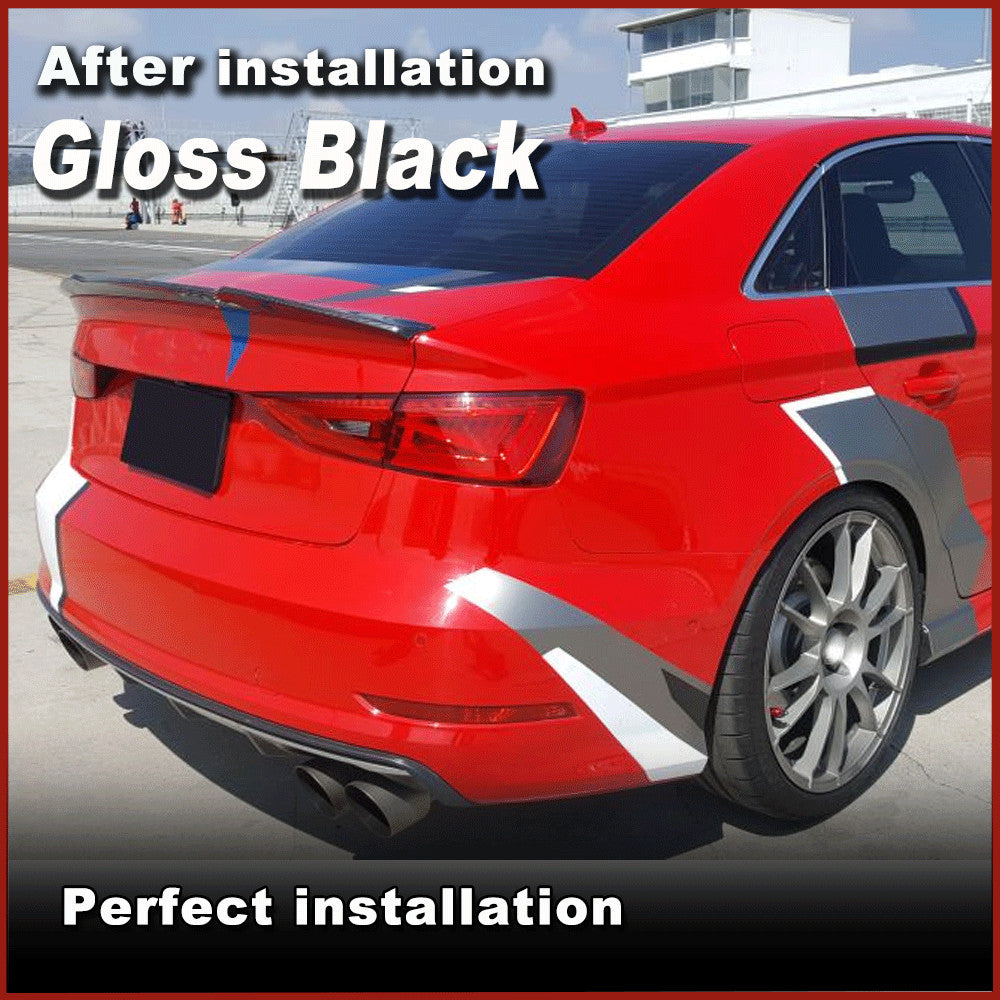 Gloss Black Rear Trunk Spoiler Wing Fiberglass Fit for Audi A3 S3 RS3 2014-2019