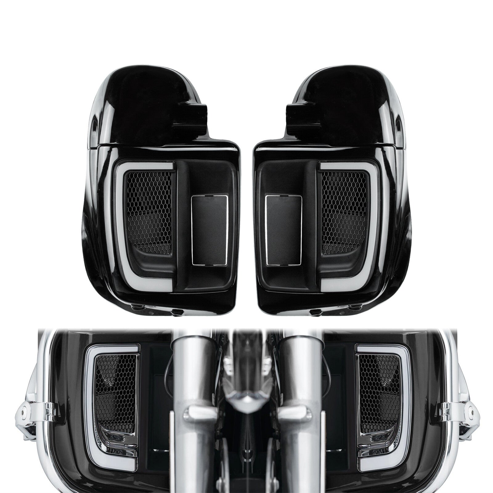 Lower Vented Fairing w/ Turn Signal LED Light for Harley Road Street Glide 14-24