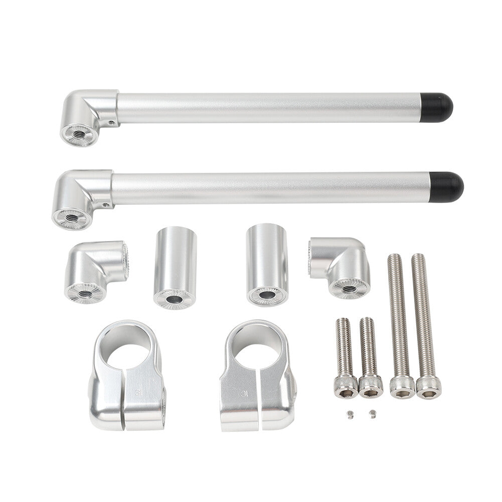 31MM Cafe Racer Bars 7/8 Universal Clip-On Handlebar Fork Tube Silver