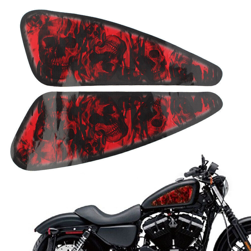 for Harley XL883 1200 2PCS Red Motorcycle 3D Decals Fuel Gas Tank Stickers trim
